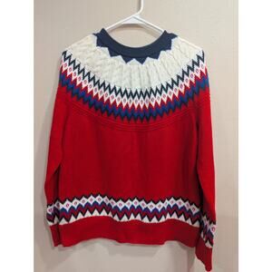 Fair Isle style red white & blue chunky knit sweater by Charter Club size Medium